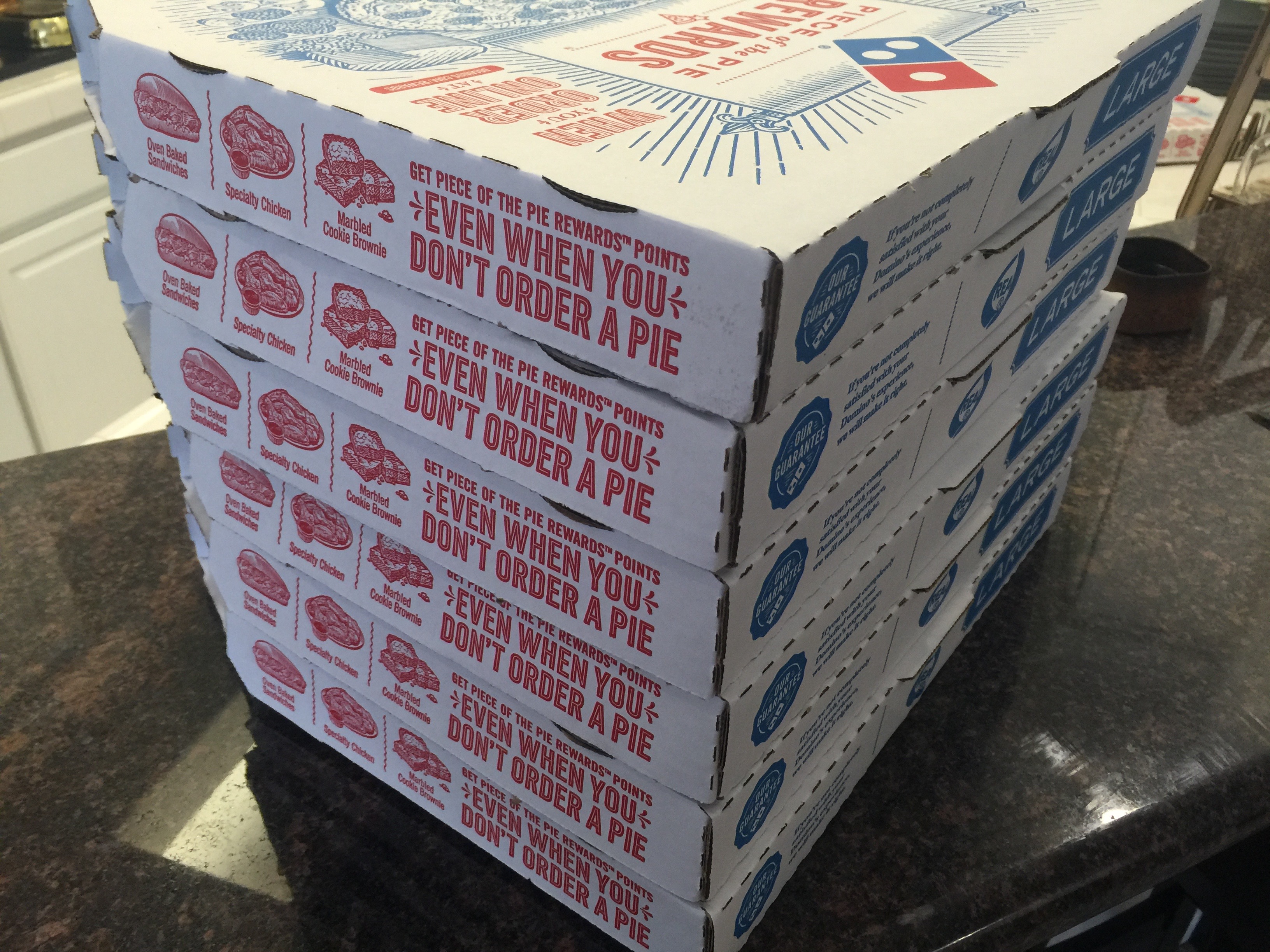 Stack of Domino's Pizza Boxes