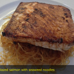 Miso-glazed salmon with seaweed noodles
